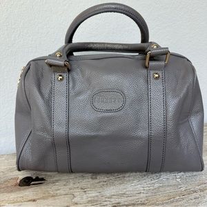 Terzetto Gray Pebbled Leather Satchel Crossbody Bag